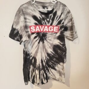 Copper Denim NWOT Black White Tie Dye Short Sleeve T-shirt Savage Boys Med 10/12